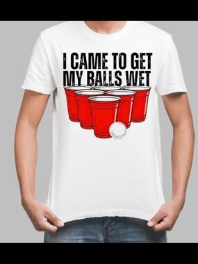 Beer Pong Graphic T-Shirt - White with Red Cup Design
